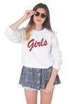 Sanfran - Girls Retro Friends 90's Sports Jumper Sweater - Medium/White