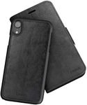 iPhone XR Leather Wallet Case, Crave Vegan Leather Guard Removable Case for Apple iPhone XR (6.1 Inch) - Black