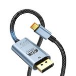 VisionSync USB C to DisplayPort 1.4 Cable 10Ft[HDR, 8K@60Hz, 4K@144Hz, 2K@240Hz],Type C to DP1.4 Cable,Compatible with Thunderbolt 3/4,for lPhone 15/15 Pro Max, MacBook Pro/Air, Mac Mini,lPad