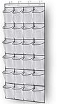 MISSLO Over the Door Shoe Storage Organiser Hanging Shoe Rack Holder 24 Large Mesh Pockets for Wardrobe Door Tidy with Hanger(White)