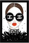 Braj Art Gallery Fashion Poster Coco Chanel Model Doodle Painting Photo Frame Size 13.5X19.5 Inches