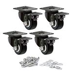 DGQ 2" Swivel Caster Wheels with Safety Dual Locking and Polyurethane Foam No Noise Wheels, Heavy Duty - 150 Lbs Per Caster (Pack of 4)