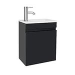 AHB 16" Bathroom Vanity W/Sink Combo for Small Space, Wall Mounted Bathroom Cabinet Set with Chrome Faucet Pop Up Drain U Shape Drain(Black)…