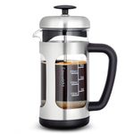 Easyworkz Stainless Steel French Press 12 oz Coffee Tea Maker with Borosilicate Glass,Soft Grip Handle