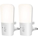 LOHAS-LED Plug in Night Lights, Brightness Adjustable, Light Sensor, Children Room Light, Cool White 6000K, 1W, 5LM-80LM, Used in The Bedroom, Baby Room, Staircase, 2 Pack