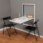 Invisible Bed Wall Mounted Foldable Dining, Computer, Study Table Desk For Adults (Material: Mdf, Color: Wool White Top, Size : 25.74 X 36 X 39 Inch) Wool White, Glossy