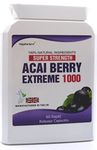 Acai Berry Extreme 1000 Pure Detox 60 Capsules Dietary Aid Supplement Plus Free Meal Plan and Dieting Tips