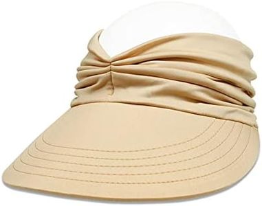 Sun Hat Women Sun Beach Visor Cap UV Protection with Wide Brim for Sports Beach Golf Hiking, Beige, One Size