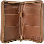 Excello Global Products Leather Travel Wallet & Passport Holder, Brown Top Grain Leather