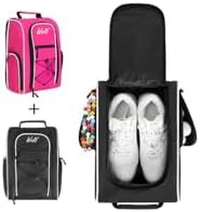 Wolt 2 Pcs Golf Shoe Bag for Travel- Zippered Shoes Carrier Bags with Ventilation & Double Outside Accessory Pocket for Socks, Tees, Golf Balls, etc. for women and men (Black+Pink)