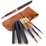 Kolinsky Sable Watercolor Brushes, Fuumuui Artist Travel Watercolor Paint Brushes with Pocket Size Leather Pouch Perfect for Watercolor Gouache Acrylic Ink Painting