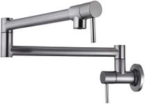 HOMHII Wall Mount Pot Filler Faucet,Folding Stretchable Kitchen Faucet with Double Joint Swing Arm Brushed Nickel Pot Filler,Stainless Steel Delta Pot Filler Faucet (Grey)