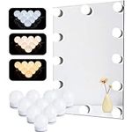 Nicoone LED Vanity Mirror Lights,10 Bulbs Hollywood Style Lighted Kit with 3 Colour Changing & 9-Level Brightness,Make up Light for Dressing Table Room,Bathroom,Bedroom