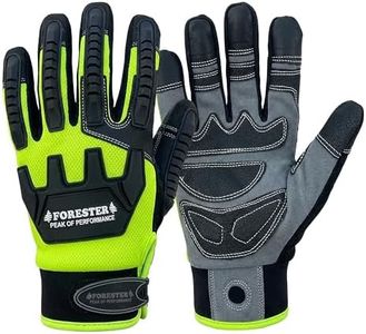 FORESTER Hi-Vis Ultimate Impact Safety Gloves |Arborist Cut-Resistant Work Gloves for Tree Climbing, Chainsaw Safety, Forestry | ANSI Cut Level 4 Protection - Large