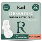Rael Organic Cotton Cover Sanitary Towels - Heavy Absorbency for Night, Ultra Thin Period Pads with Wings for Women, Unscented, Hypoallergenic, Vegan (Overnight, 20 Count)