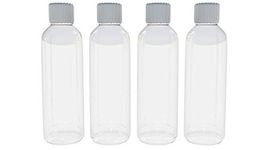 AME Bespoke Multi Pack of 4 Plastic Bottles with Screw Lids 100ml Bottles Ideal for Travel