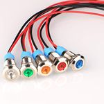 Gebildet 5pcs 8mm AC/DC 12-24V LED Metal Indicator Light Waterproof Signal Lamp Pilot Dash Directional Car Truck Boat with Wire