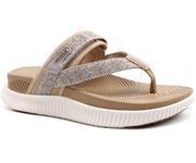 KuaiLu Womens Orthopedic Flip Flops Cushion Recovery Walking Sandals For Woman Ladies Summer Casual T-Strap Sandals Outdoor Beach Sandles With Comfortable Plantar Fasciitis Arch Support, Beige US10