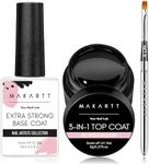 Makartt Gel Top and Base Coat Set: 2-Piece Gel Polish Kit with Nail Art Brush, 15ml Strong Base Gel and 8ml Glossy Hard Top Coat, Long-Lasting Formula for Salon Use, Requires UV/LED Lamp