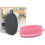 FREATECH 2-Pack Silicone Body Scrubber, Gentle Exfoliating Bath Shower Body Cleansing Brush, More Hygienic Than Loofah, Easy to Clean and Durable, for Men Women Kids, Sensitive Skin