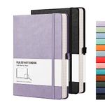 RETTACY Notebook A5 Lined Hardback 2 Pack - Thick Journal with 376 Numbered Paper,2 Free Sticky Notes Divider,100gsm Paper, Pen Loop, Inner Pocket, 14.5 x 21cm - Purple