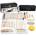 Magicfly 45PCS Clay Sculpting Tools, Ceramic Tools Polymer Clay Tools Clay Sculpting Set, Pottery Carving Tool with a Storage Bag for Shapers and Modeling Embossing Art DIY