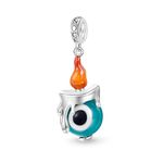 GNOCE Halloween Monster Eye Candle Pendant Charm Sterling Silver Dangle Charm Fit Bracelet/Necklace for Women Girls Wife Daughter/Jewelry Gift