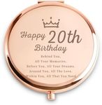 20th Birthday Gifts for Women - Personalized 20 Year Old Birthday Gift Ideas for Wife Girlfriend Granddaughter Daughter Sister Niece Aunt Best Friends - Engraved Compact Mirror