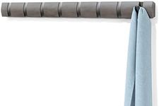 Umbra Flip 8-Hook Wall Mounted Coat Rack, Modern, Sleek, Space-Saving Coat Hanger with 8 Retractable Hooks to Hang Coats, Scarfs, Purses and More, Grey/Pewter