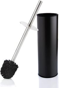 Bamodi Toilet Brush and Holder - Free Standing Stainless Steel Toilet Brushes including 3 Brush Heads - Closed Hideaway Design Loo Brush (Matt Black)