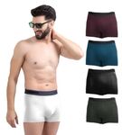 FREECULTR Men's Underwear Anti Bacterial Micromodal Airsoft Trunk - Non Itch No Chaffing Sweat Proof - Cloud White,Midnight Blue,Pot Black,Seaweed Green,Sangria Wine Size L Pack 5