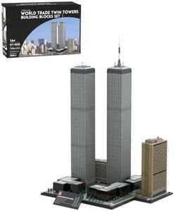 WOWOBONTOY Twin Towers Building Blocks Set, 1/800 Architecture Landmark New York City Skyline Collection Model for Adults, 7121PCS World Famous Architectural MOC Display Model, MOC-177998