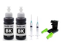 QUINK Inkjet Refill Ink for use All Inkjet, deskjet, officejet Printers and Cartringes forHP priner cartridges &Canon Printer cartridges (Full Set) (2 BK 1 Syringe 1 Tool)