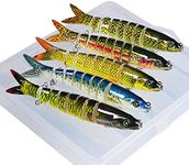 Sunlure Crankbait Fishing Lure Pike Muskie Lures Lifelike Multi Jointed Swimbait Segement Hard Minnow Bait Treble Hook, HS0014-5pcs/set+Box