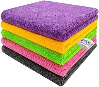 SOFTSPUN Microfiber Cloth (5 pcs - 40 x 60 cms - 340 GSM) Multi-Color, Super Soft Absorbent Cleaning Towels Cleans & Polishes Everything in Your Home.