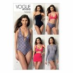 Vogue Patterns Casual Misses' Wrap-Top Bikini, One-Piece Swimsuits, and Cover-Ups Size A5 (6-8-10-12-14) Green