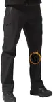 FREE SOLDIER Men's Outdoor Softshell Fleece Lined Cargo Pants Snow Ski Hiking Pants with Belt (Deep Black 44W/34L)