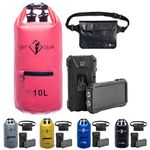 Grit Gear - 10L Waterproof Dry Bag Set - Waterproof 20000mAh Solar Power Bank Portable Charger USB &Type C with LED Flashlight and a Waterproof Pouch (Pink)