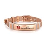 LSxAB Red Medical Alert D.N.R Do Not Resuscitate Bracelet for Women Men's Emergency First Aid Health Alert Rose Gold Adjustable Wristband Bracelets