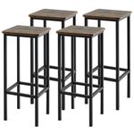 TANGZON Bar Stools Set of 4, Kitchen Counter Breakfast Stools with Footrests & Non-slip Foot Pads, Metal Frame Industrial Wooden Bar Chairs for Home Pub Living Room (Rustic Brown + Black)