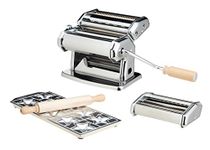 Pasta Maker Machine by Imperia- Deluxe Set w 2 Attachments, Star Ravioli Mold and Rolling Pin