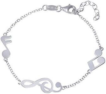WANDA PLATA Pulsera Música para Mujer Plata de Ley 925, Clave de Sol, Notas musicales, en Caja de Regalo