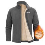 UMIPUBO Mens Fleece Jacket Winter Zip Up Jacket Coat Stand Collar Military Warm Sherpa Lined Jackets Sweatshirts Windproof Thick Outerwear with Pockets (Grey, XXL)