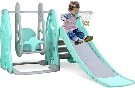 4 in 1 Scivolo per Bambini, Parco Giochi per Bambini, Centro Attività per Bambin, Set di Scivoli per Bambini da Giardino o Cameretta, Altalena con Scivolo, per Interni ed Esterni