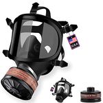 RANKSING Respirator Mask Full Face Reusable Gas Mask Large Screen with P-A-2 Steel 40mm Activated Carbon Filter Canister Black Rubber Russian Mask for Industrial Home use and Survival