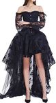 EUDOLAH Women's Gothic Steampunk Steel Boned Corset Dress Skirt Set Costume (UK 14-16 (2XL), Black)