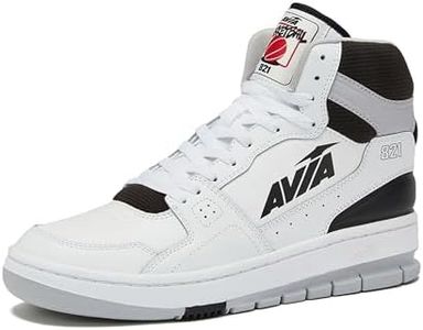 Avia 821 High Top Sneakers for Men, Indoor or Outdoor Mens Basketball Shoes - White/Black Trim, 9 Medium