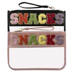 Snack Bags Clear Makeup Bag Clear Snacks Bag Pouch Makeup Travel Snacks Bag for Women Snacks Transparent Fashion Bag (Pink+Black)