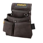 STANLEY Leather Tool Belt Pouch, Double Pocket Organiser for Tools and for Small Parts, STST1-80116