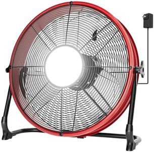 T-SUN 16" Battery Power Floor Fan Compatible with Milwaukee Battery, Outdoor Floor Fan with LED Light, Stepless Speed Cordless Fan, Metal High Velocity for Jobsite Outdoor Camping